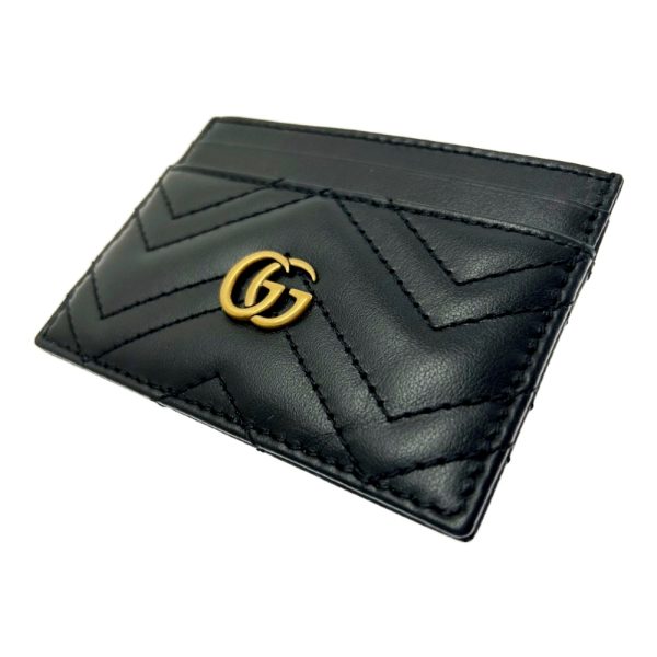 214863 3 Gucci Leather GG Marmont Card Case Black