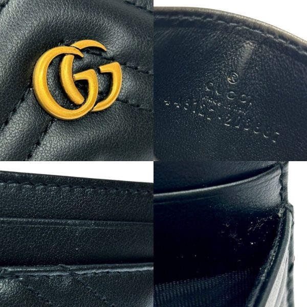 214863 6 Gucci Leather GG Marmont Card Case Black