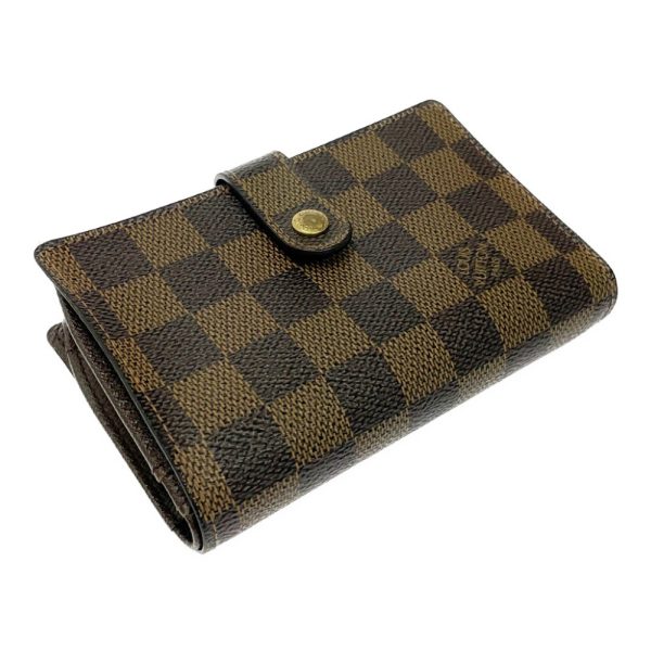 217913 3 LOUIS VUITTON Damier PVC Portomone Viennese Bifold Wallet Brown