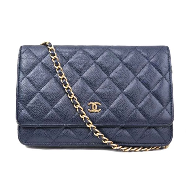 21821 1 Chanel Matelasse Caviar Skin Chain Wallet