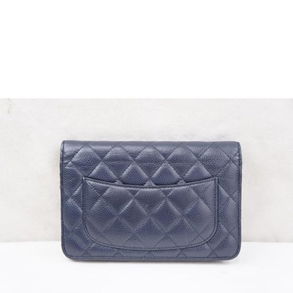 21821 2 Chanel Matelasse Caviar Skin Chain Wallet