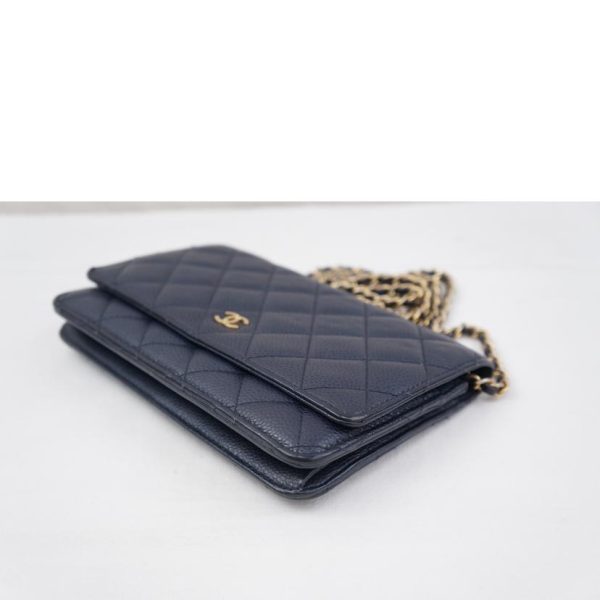 21821 4 Chanel Matelasse Caviar Skin Chain Wallet