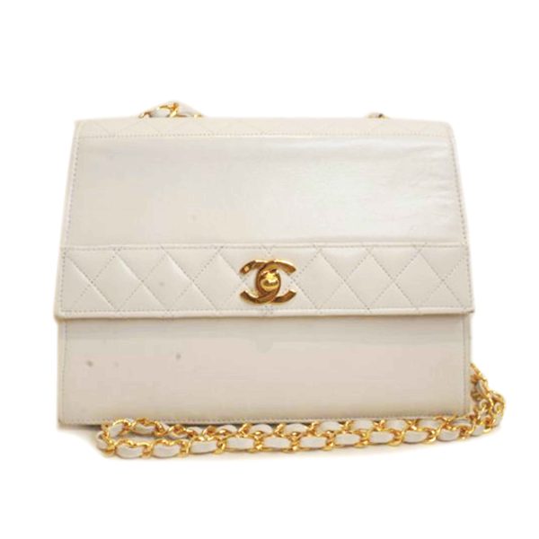 21889 1 Chanel Matelasse Chain Shoulder Bag White