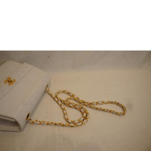 21889 4 Chanel Matelasse Chain Shoulder Bag White