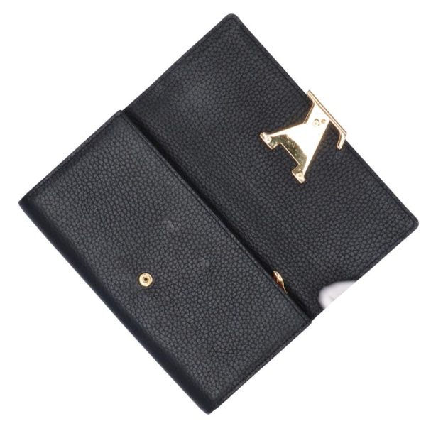 21910 9 Louis Vuitton Portefeuille Capucines Wallet Taurillon Leather Black