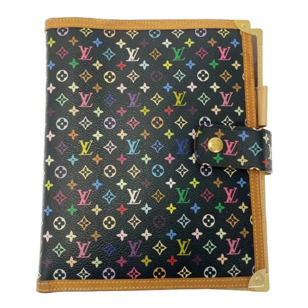 219573 1 LOUIS VUITTON Monogram Multicolor Leather Agenda GM Notebook Noir