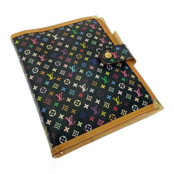 219573 2 LOUIS VUITTON Monogram Multicolor Leather Agenda GM Notebook Noir