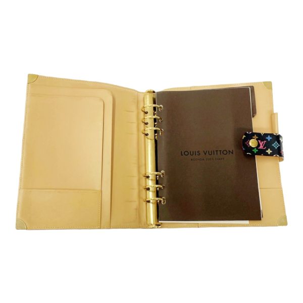 219573 5 LOUIS VUITTON Monogram Multicolor Leather Agenda GM Notebook Noir