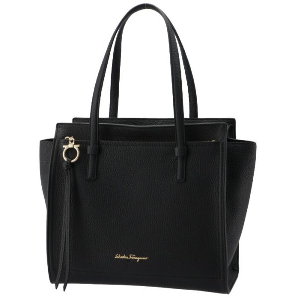 21f21600010010 1 Ferragamo Medium Amy Tote Bag Black