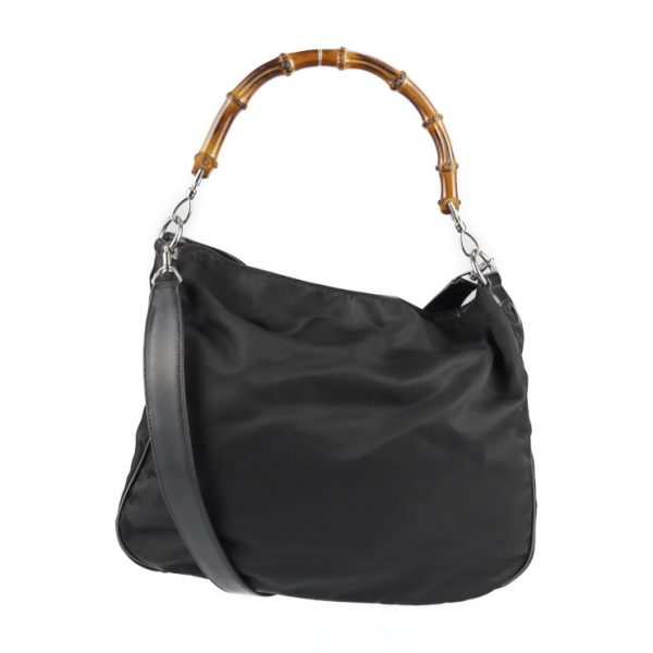 2201083007007 3 GUCCI Bamboo Handbag Nylon Leather Black