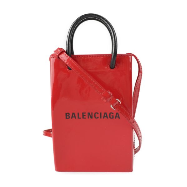 2201123007008 1 Balenciaga Shopping Patent Leather Phone Holder Red Black