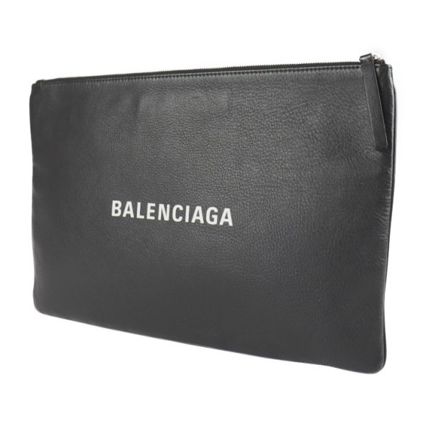 2202023002006 2 Balenciaga Logo Clip L Calfskin Clutch Bag Black