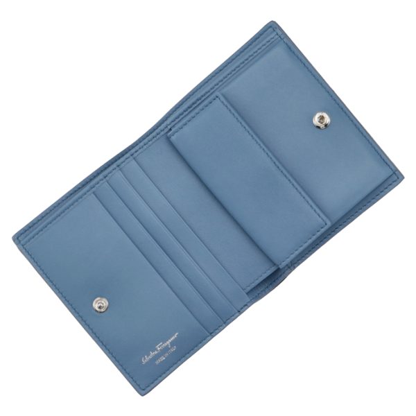 22028800010509 4 Ferragamo Viva Bow Ribbon Bifold Mini Wallet Blue