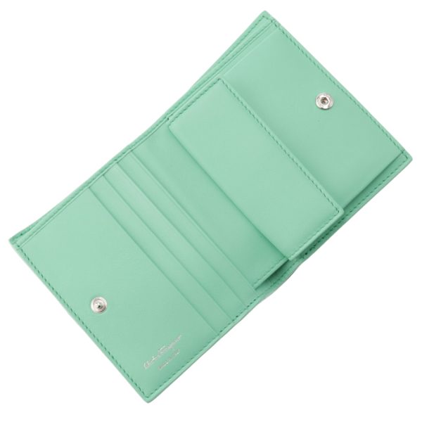 22028800010532 4 Ferragamo Viva Bow Ribbon Bifold Mini Wallet Mint Green