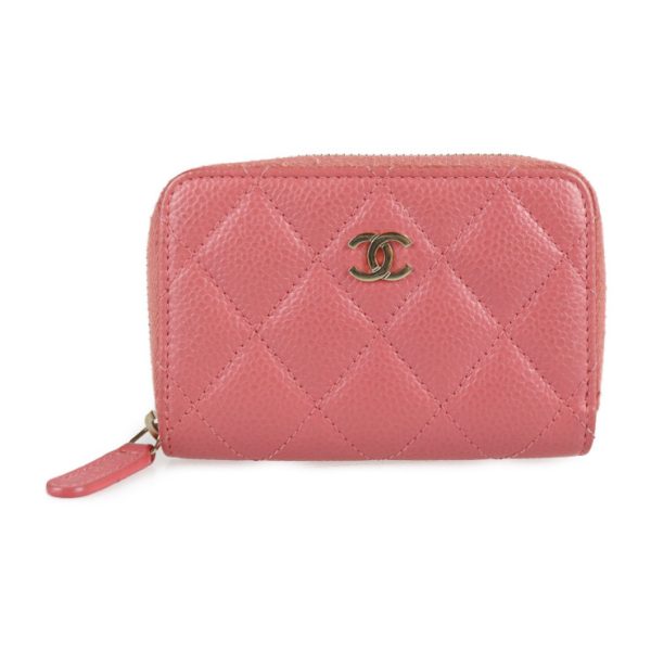 2203023007022 1 Chanel Matelasse Coin Case Caviar Skin Pink