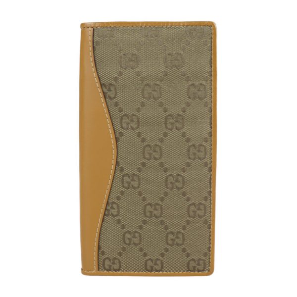 2203063001004 2 GUCCI Bifold Wallet GG Canvas Khaki Camel