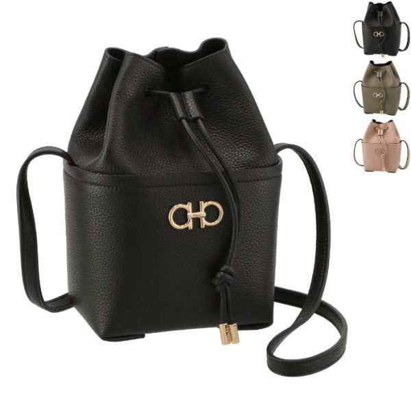 2203820001 Ferragamo Double Gancini Mini Bucket Bag