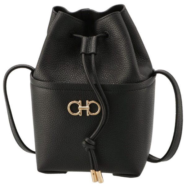 2203820001 1 Ferragamo Double Gancini Mini Bucket Bag