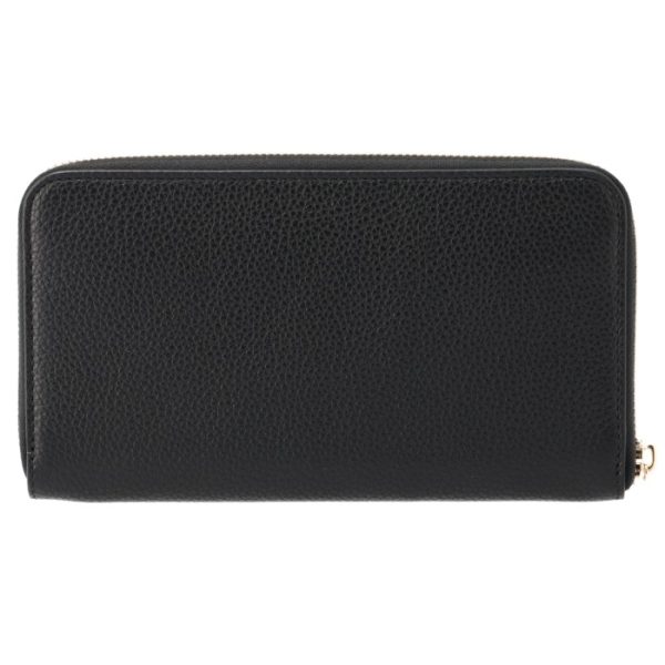 2204050001 2 Ferragamo Gancini Round Zip Organizer Long Wallet Black