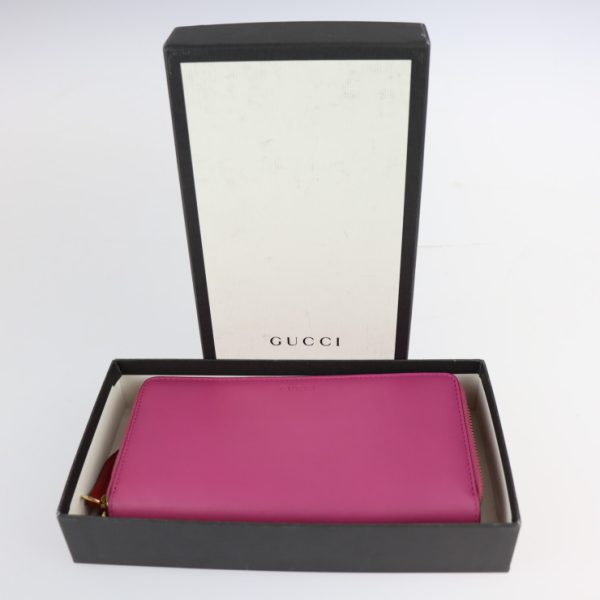 2204103002028 10 GUCCI Long Wallet Leather Pink Red