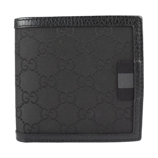 2205103007032 1 GUCCI Bifold Wallet GG Nylon Canvas Black