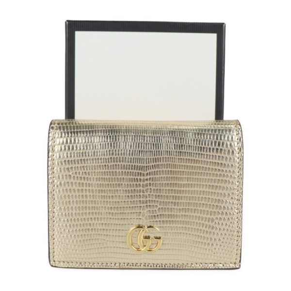 2206023008076 9 GUCCI GG Marmont Bifold Wallet Lizard Gold