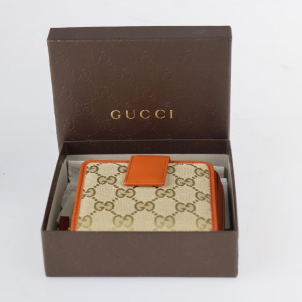 2207123002054 8 Gucci Bifold Wallet GG Leather Beige Orange Brown