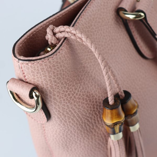 2207123010078 8 Bamboo Tote Bag Leather Pink Gold Hardware