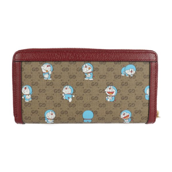 2208083007043 3 GUCCI Doraemon Zip Around Wallet GG Supreme Leather Brown Cherry Red