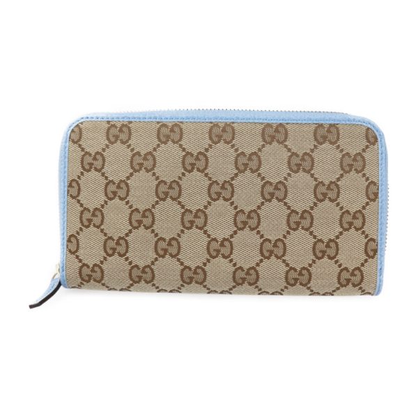 2209033010030 1 GUCCI Long Wallet GG Canvas Beige Light Blue