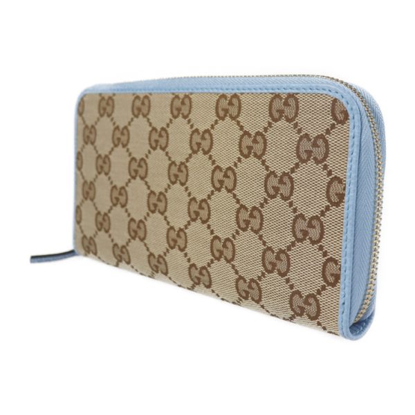 2209033010030 2 GUCCI Long Wallet GG Canvas Beige Light Blue