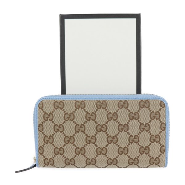 2209033010030 9 GUCCI Long Wallet GG Canvas Beige Light Blue