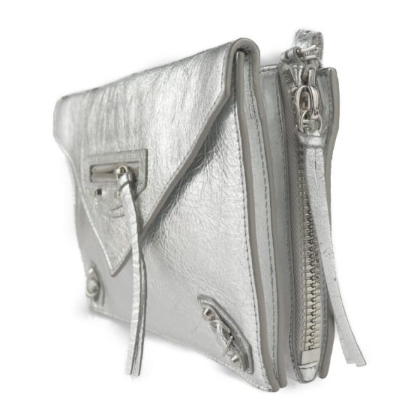 2209103008038 2 Balenciaga Paper Leather Shoulder Bag Silver