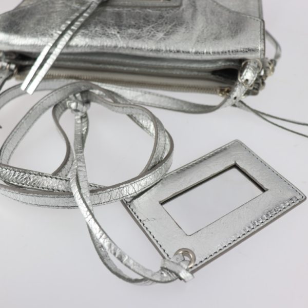 2209103008038 6 Balenciaga Paper Leather Shoulder Bag Silver