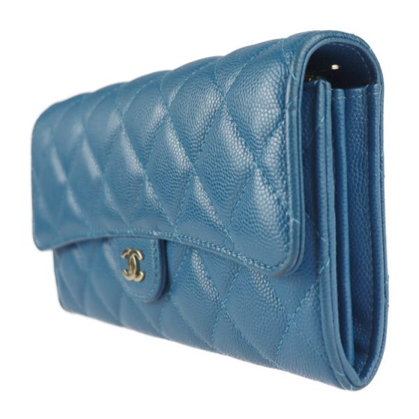 2209103008049 2 Chanel Classic Long Flap Wallet Matelasse Blue