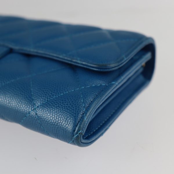 2209103008049 5 Chanel Classic Long Flap Wallet Matelasse Blue