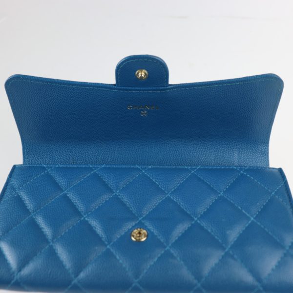 2209103008049 6 Chanel Classic Long Flap Wallet Matelasse Blue