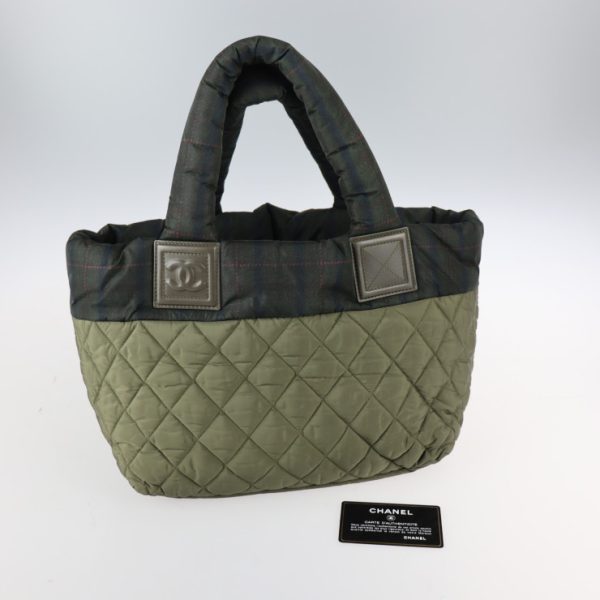 2209113010071 10 Chanel Coco Cocoon PM Handbag Nylon Olive Green