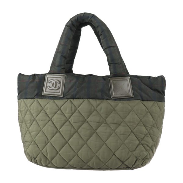 2209113010071 3 Chanel Coco Cocoon PM Handbag Nylon Olive Green