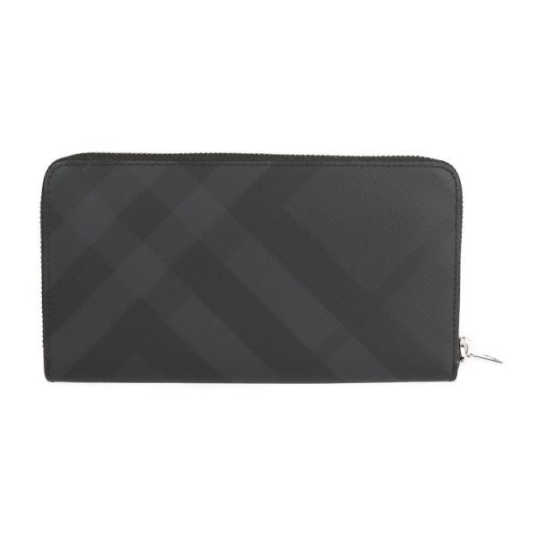 2210011001005 3 Burberry London Check PVC Long Wallet Charcoal