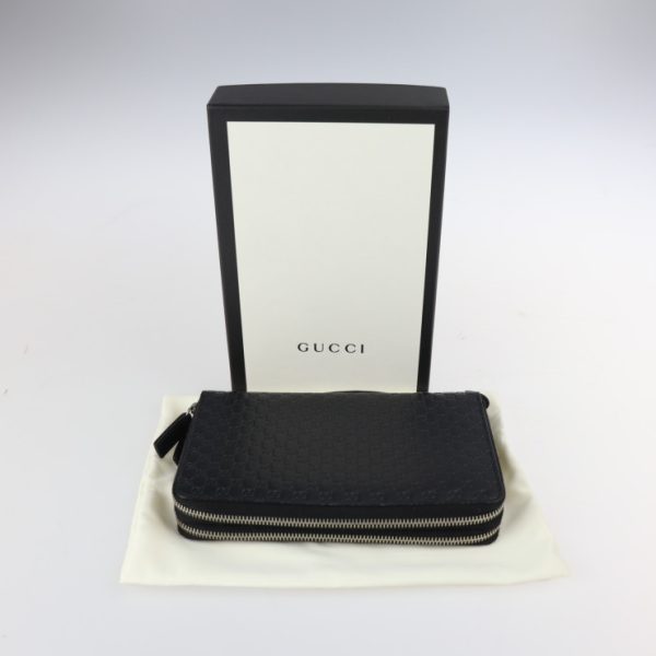 2211013010032 10 Gucci Travel Document Case Micro Guccisima Black