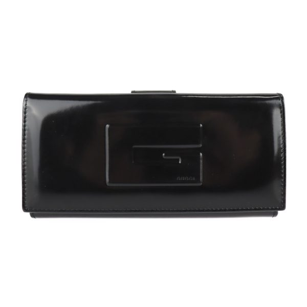 2211023001151 1 GUCCI Long Wallet Patent Calf Leather Black