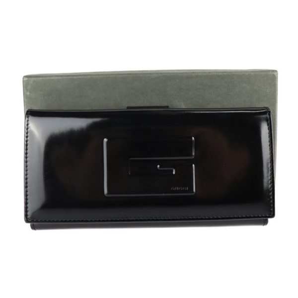 2211023001151 9 GUCCI Long Wallet Patent Calf Leather Black