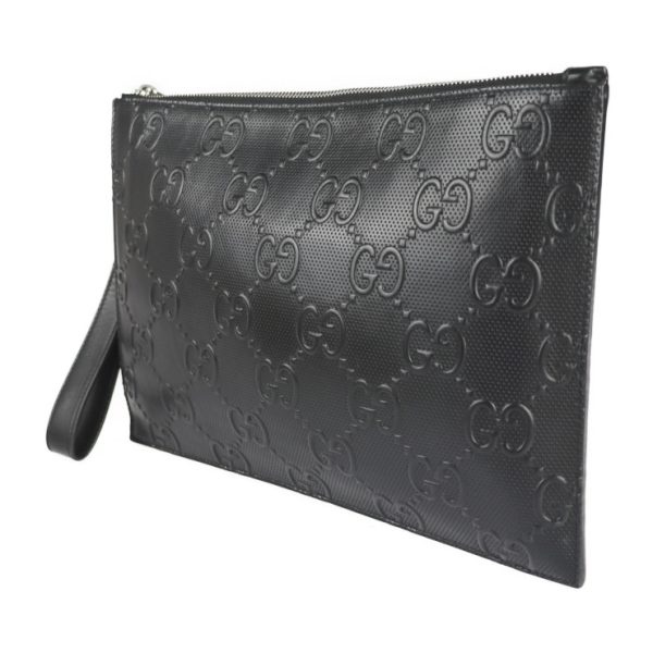 2213073010071 2 GUCCI Clutch Bag GG Embossed Leather Black