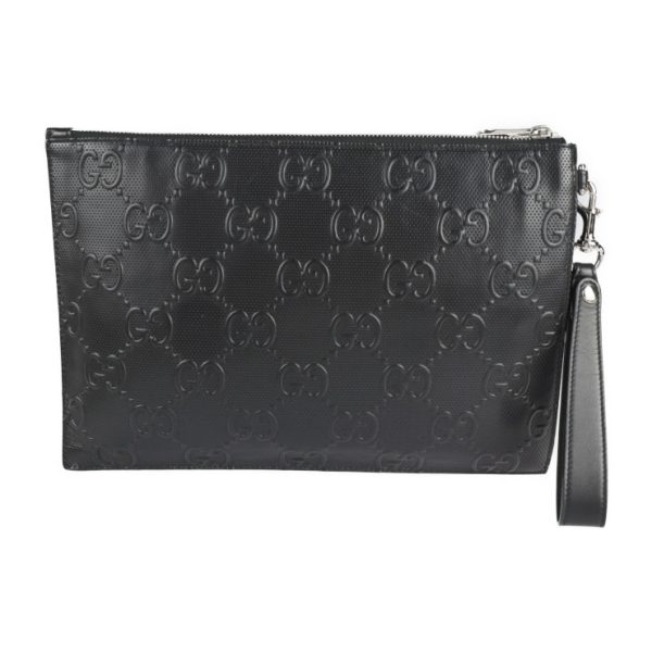 2213073010071 3 GUCCI Clutch Bag GG Embossed Leather Black