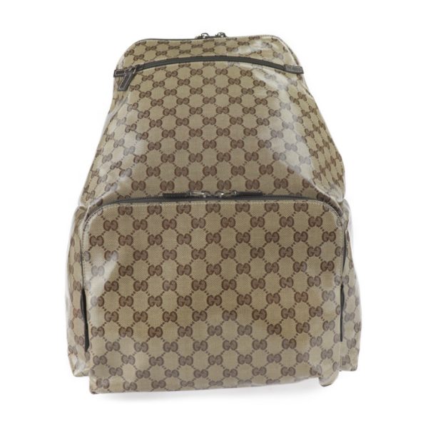 2213103007095 1 GUCCI GG Crystal Backpack PVC Coated Canvas Beige Brown