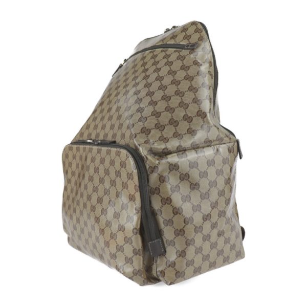 2213103007095 2 GUCCI GG Crystal Backpack PVC Coated Canvas Beige Brown