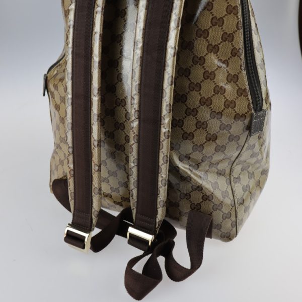 2213103007095 6 GUCCI GG Crystal Backpack PVC Coated Canvas Beige Brown