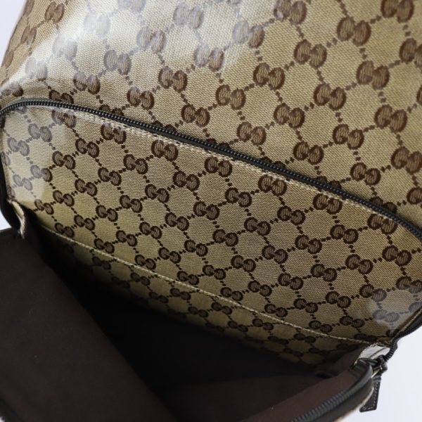 2213103007095 7 GUCCI GG Crystal Backpack PVC Coated Canvas Beige Brown