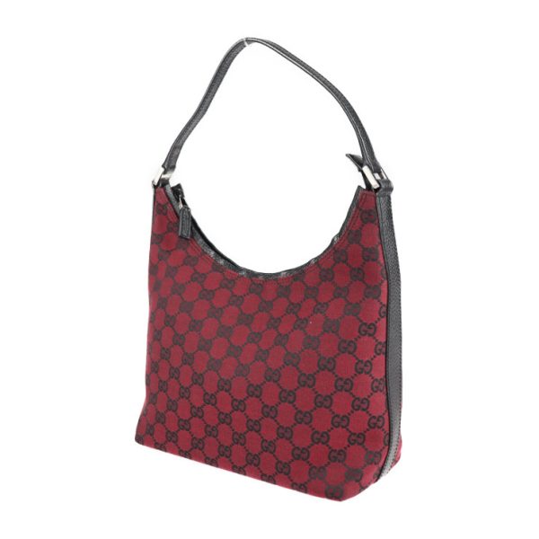 2214013001071 2 GUCCI Shoulder Bag GG Canvas Dark Red Black